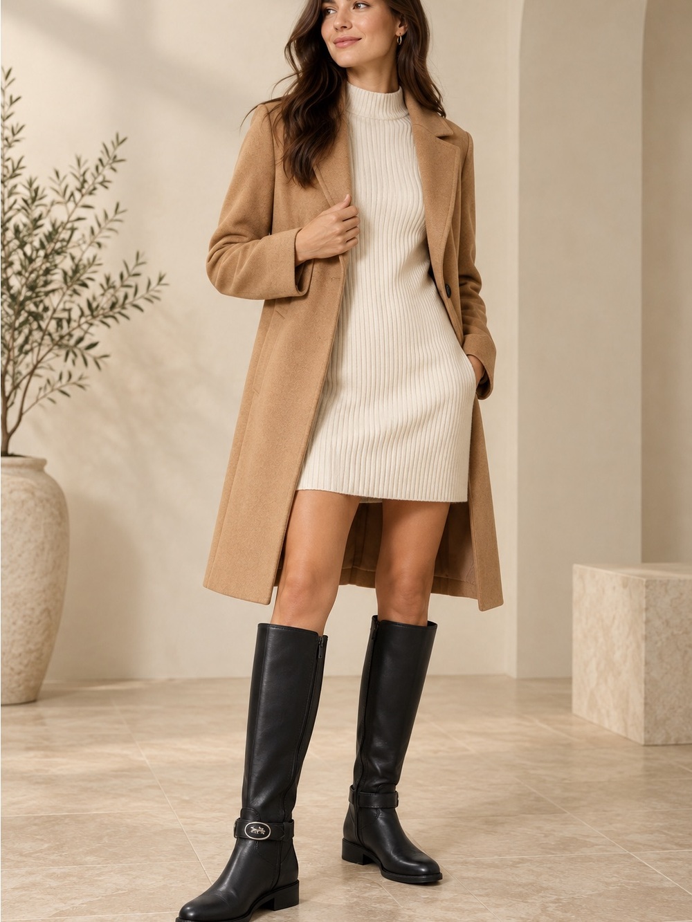 Coach Black Leather Over-the-Knee Riding Boots